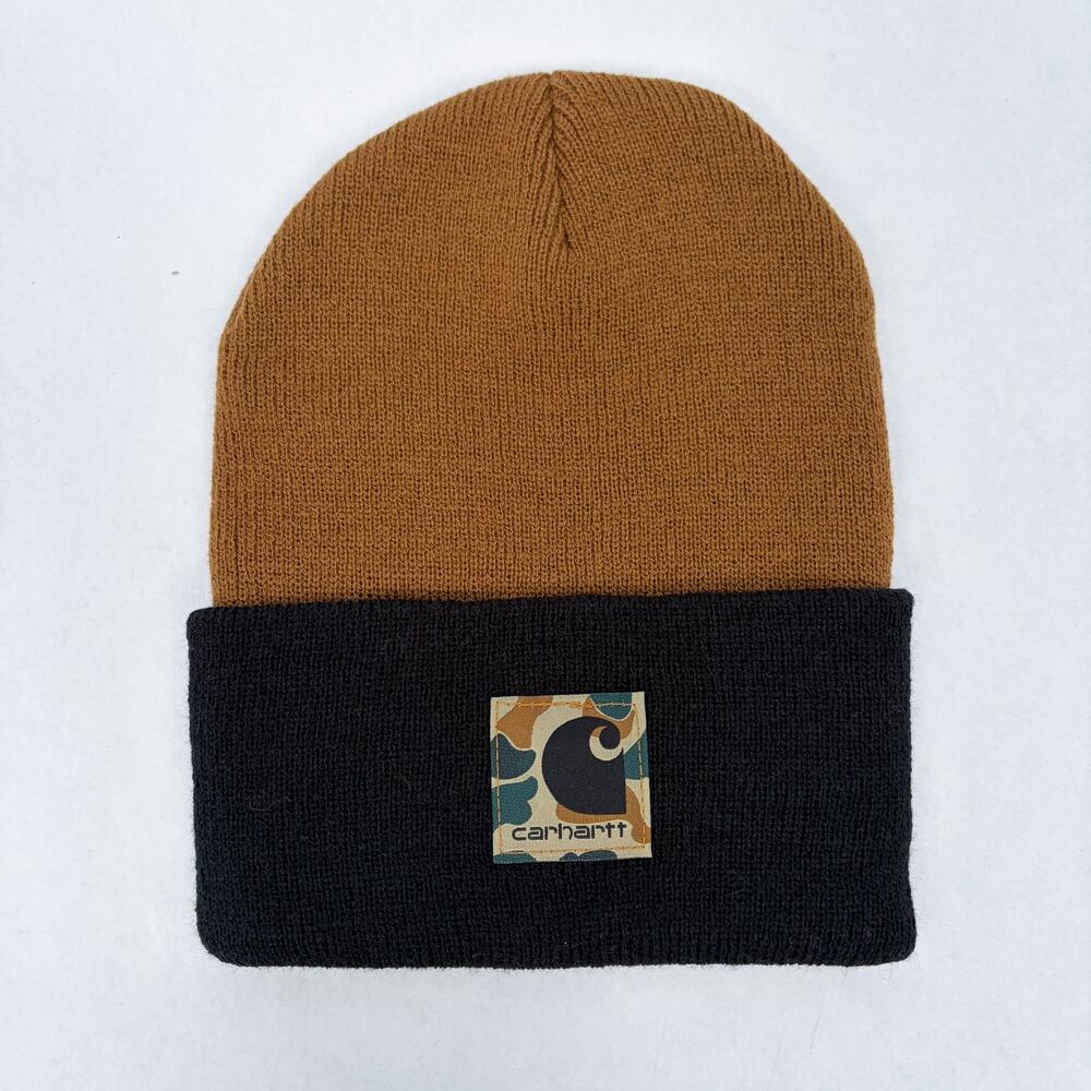Carhartt Men's Knit Camo Patch Beanie Brown